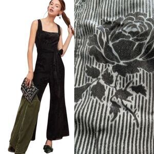 Moulenette Souer Ultimate Holiday Black Floral Velvet Wide Leg Jumpsuit S